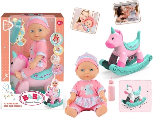 Baby Sweet Love dojenček punčka z gugalnim konjičkom