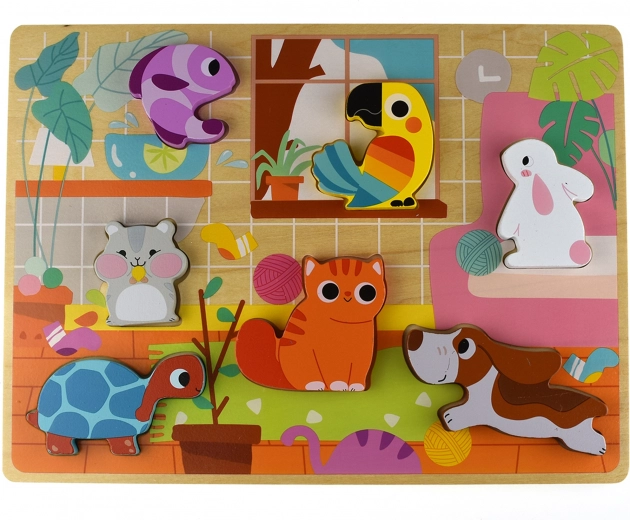 Tooky Toy Leseni Montessori Sestavljanka Živali Dom