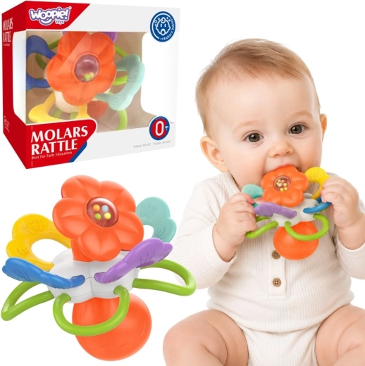 WOOPIE BABY senzorična ropotuljica in grizalo rožica za dojenčke 0m+