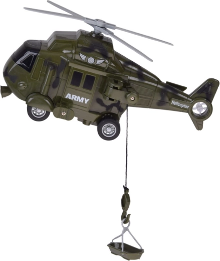 Helicopter with rotor and rescue winch