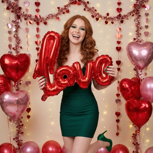 Folijski balon z napisom LOVE, kovinsko bordo barve, 55 cm