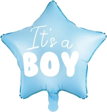 Folijski balon zvezda "It's a boy" svetlo modra 48 cm