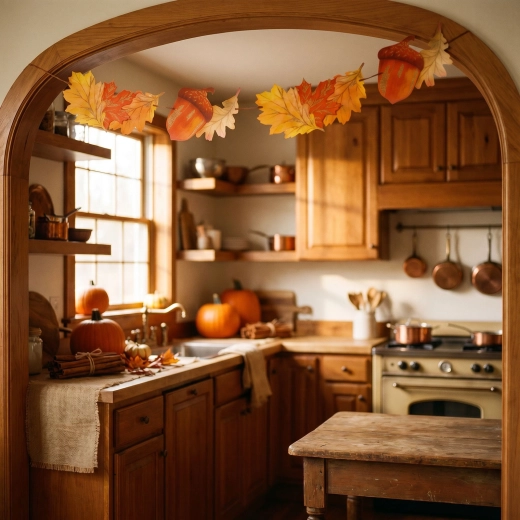 Papirnata girlanda z listi in želodi 152 × 11,6 cm