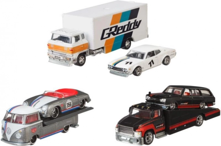 Vlačilec in dirkalni avtomobilček Hot Wheels