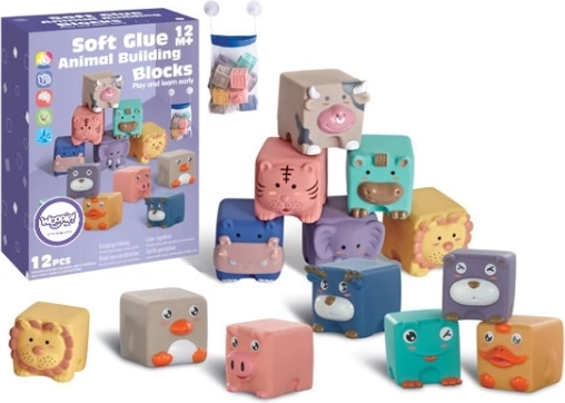 WOOPIE otroške senzorične kocke in puzzle živali 12 kos