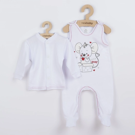 Dojenčki komplet New Baby Mouse – bel, bombažen