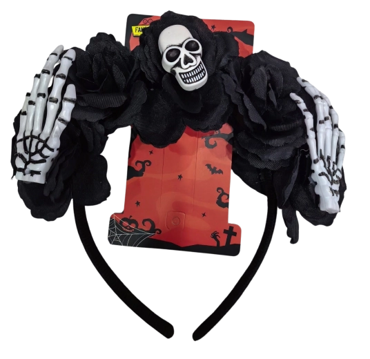 Halloween headband with skull and roses