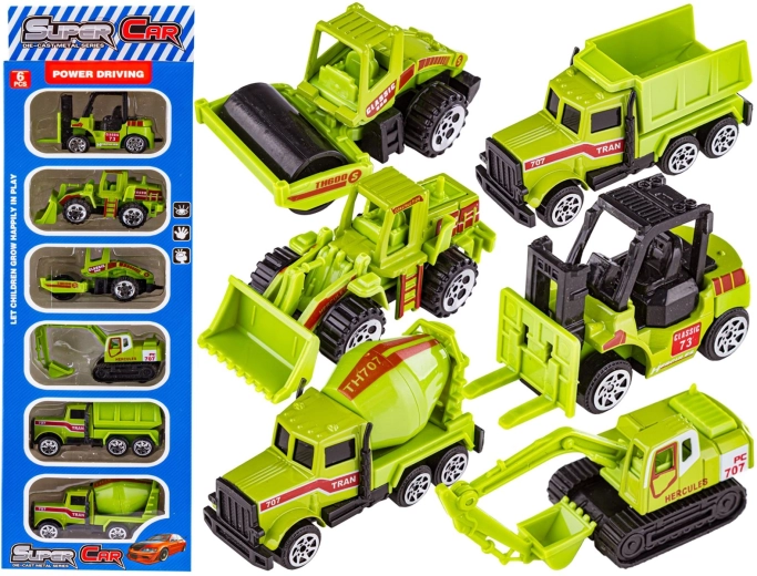 Metal construction vehicles – set of 6 pcs (1:64)