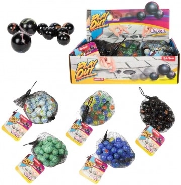 Set steklenih krogel 40 kos v različnih barvah v mrežasti vrečki