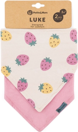 Petite&Mars bandana slinček Luke, 2 kosa, bež jagodice & pudrasto rožnata
