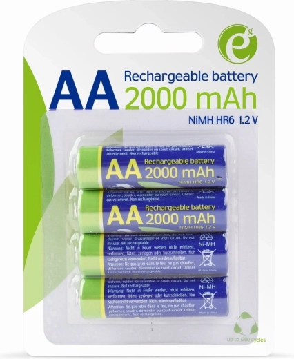 Polnilne baterije AA NiMH 2000 mAh, prednapolnjene – blister 4 kos