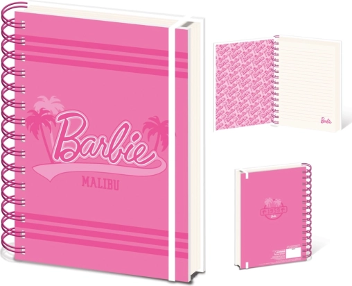 Zvezek z obročnim vezom A5 BARBIE (Malibu) – črtan