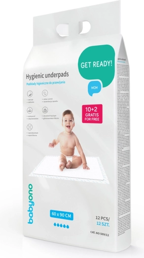 Enkratne previjalne podloge BABYONO 60 × 90 cm, 12 kos