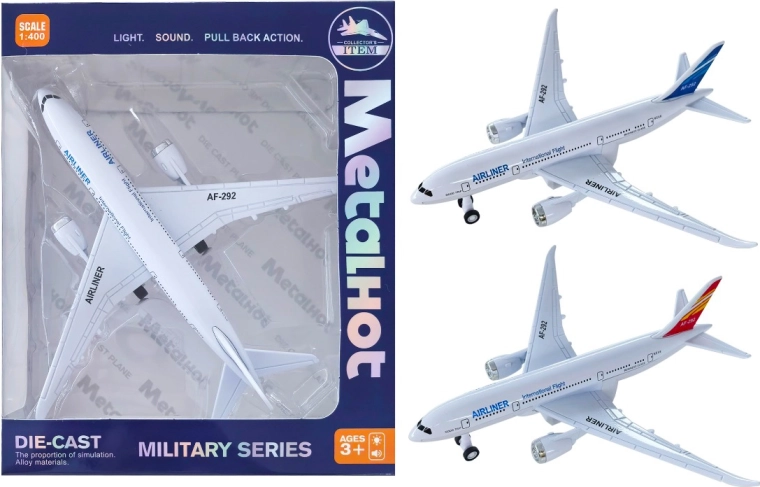 Kovinski model potniškega letala Airliner 1:400 s svetlobo in zvokom