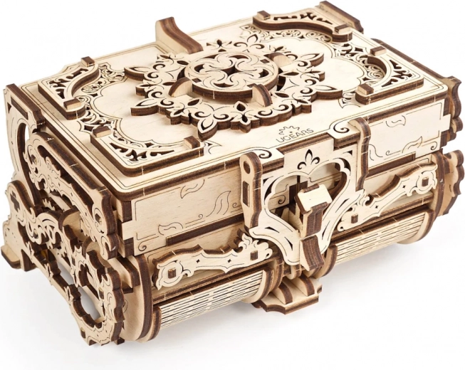 Lesena mehanska škatlica za nakit UGEARS – antični dizajn, 3D puzzle