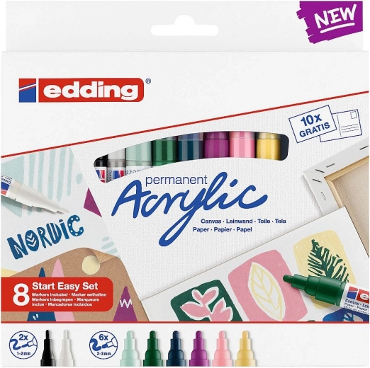 Akrilni markerji EDDING Nordic Easy Start – komplet 8