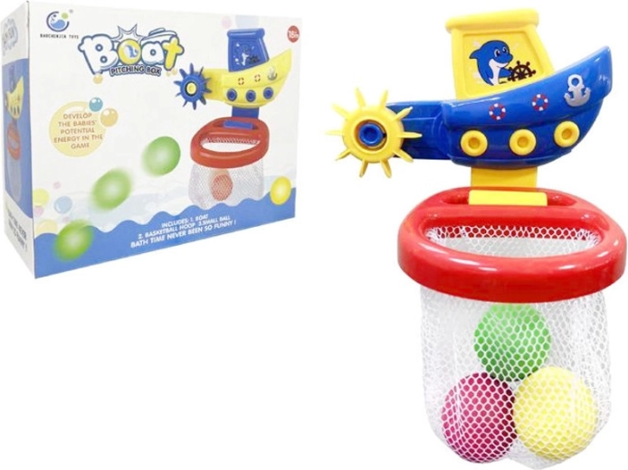 Kopalna igrača – čolniček s košem in žogicami za otroke