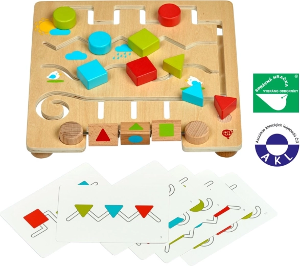 Lucy & Leo geometrijske oblike s predlogami – leseni labirint