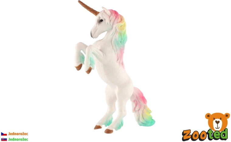 Beli samorog z mavrično grivo 18 cm