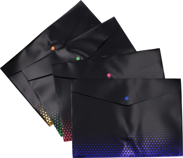 Mapa z gumbom 33 × 23 cm črna s črto