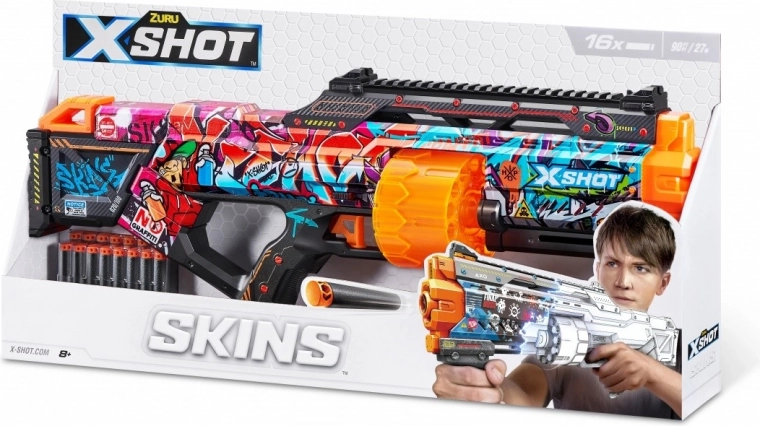 ZURU X-Shot Skins Last Stand Graffiti penastna pištola (16 izstrelkov)