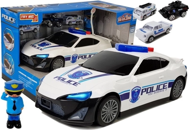Policijski avto z garažo 2v1 z zvokom in lučmi