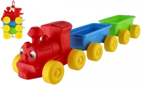 Barvit plastičen vlak z vagoni 60 cm