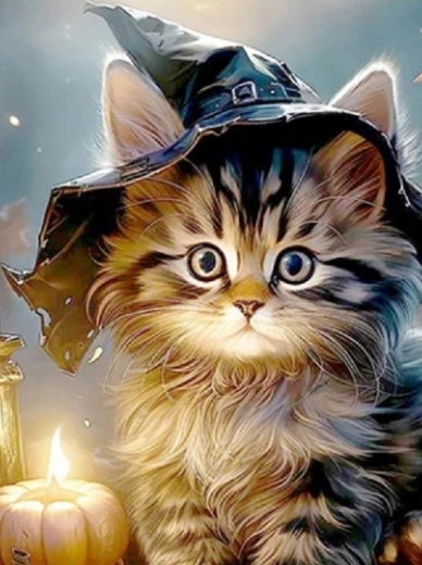 Norimpex diamond painting Cat in a Hat 30 × 40 cm