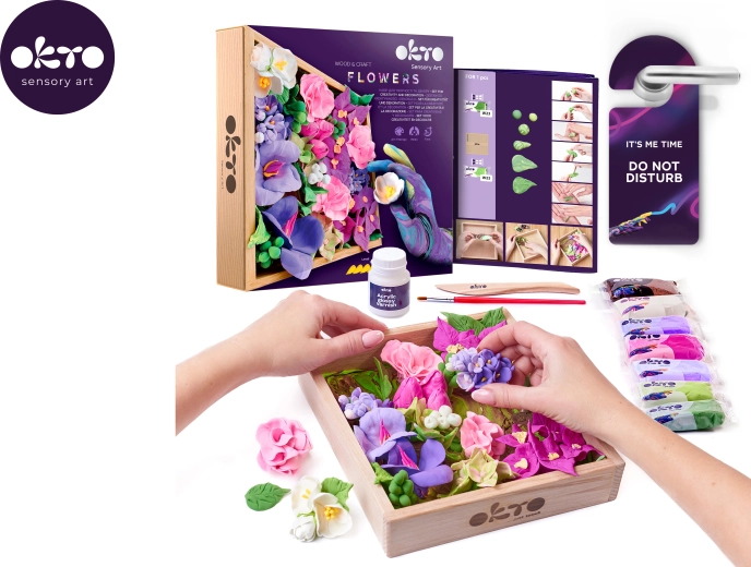 OKTO Inspiration ustvarjalni modelirni komplet DIY rože v lesenem okvirju