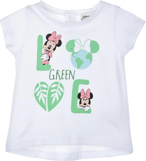Otroška majica Minnie Mouse Green Love v beli barvi