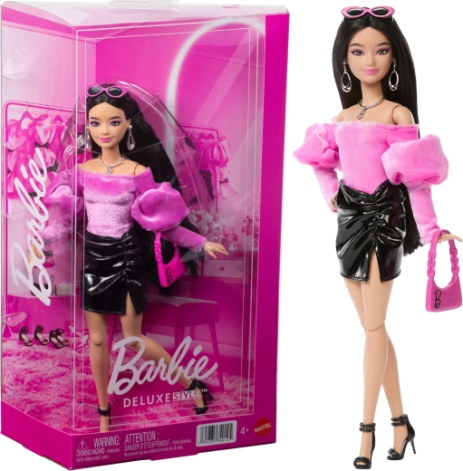 Mattel Barbie Deluxe Style modna punčka v rožnati in črni barvi z dodatki
