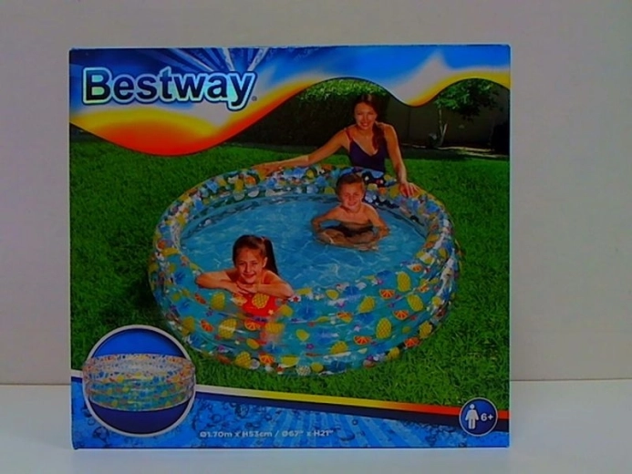 Bestway otroški napihljiv bazenček s tropskim motivom, 3 komore