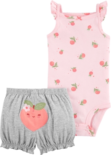 Carter's dvodelni komplet bodija z naramnicami in kratkih hlačk Pink Peach za deklico 9 m