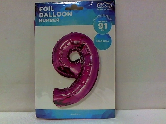 Folijski balon številka 9 rožnat 92 cm