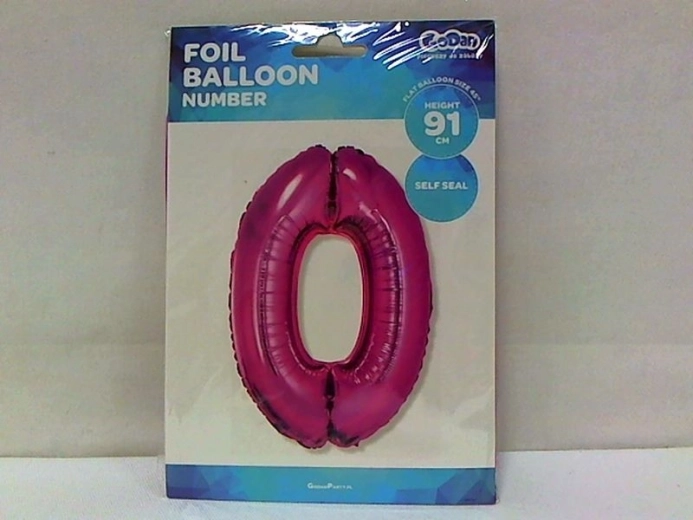 Folijski balon številka 0 roza 85 cm