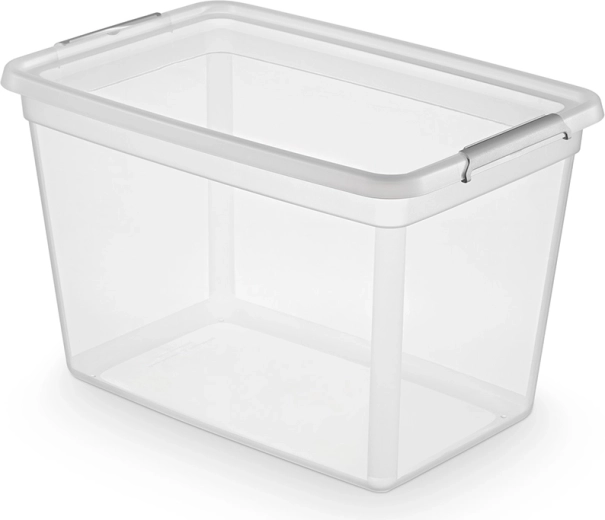 Basestore shranjevalna škatla s pokrovom in sponkami 60 l (58 × 39 × 35 cm)