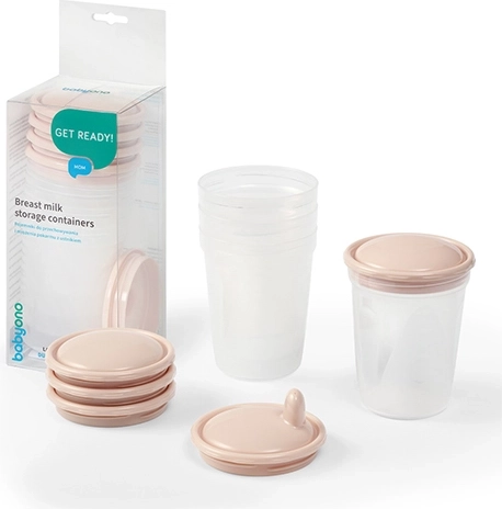 BabyOno posodice za shranjevanje in zamrzovanje hrane 200 ml, 4 kosi, bež