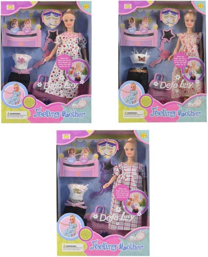 Punčka Defa Lucy noseča mamica z dvojčkoma in dodatki 30 cm - 1 komplet