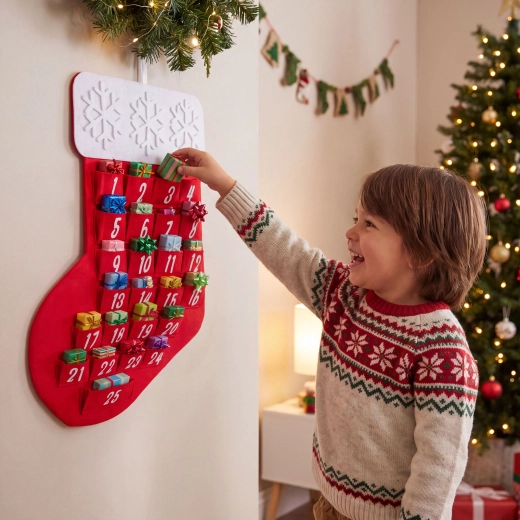 Božični adventni koledar v obliki Miklavževega škornja 59 × 36 cm