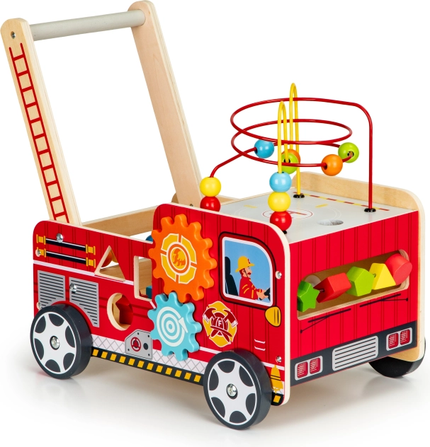 Lesena izobraževalna hojica z kockami - Gasilski avto ECOTOYS