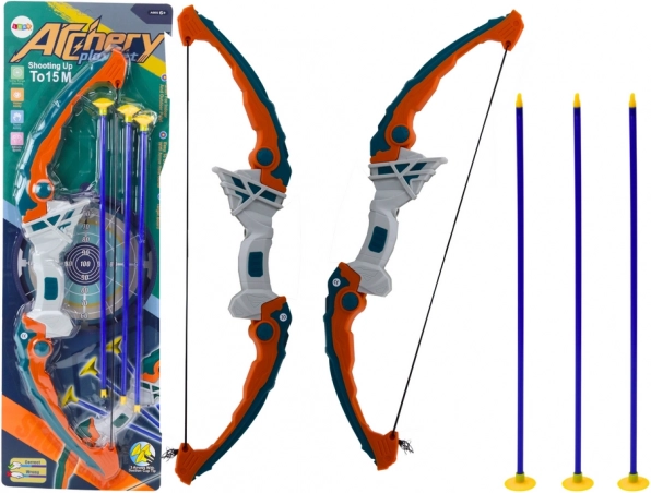Otroški lok z nastavki s priseski zeleno-oranžen, 3 kosi