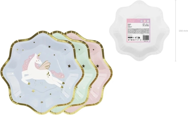 Unicorn Plates Mix 18 × 18 cm (6 pcs)