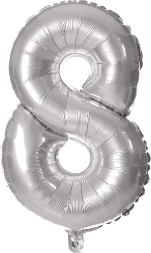 Folijski balon številka 8 srebrn 30 cm TORO