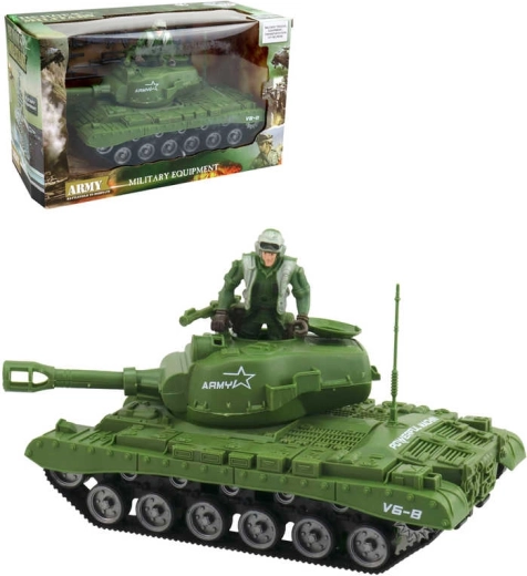 Igralni set vojaški tank na vztrajnik s figurico in dodatki 26 cm