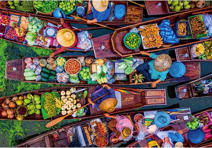 Sestavljanka tajska plavajoča tržnica 1000 koščkov CLEMENTONI