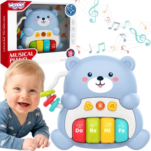 Woopie baby interaktivni glasbeni plišasti medvedek s klavirčkom