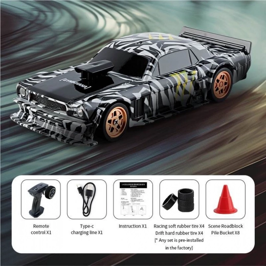 RC drifting car 1:43 green with accessories