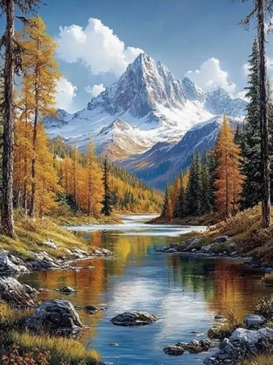 Diamantno slikanje gorska pokrajina 30 × 40 cm