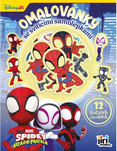 Pobarvanka s svetlečimi nalepkami Spidey