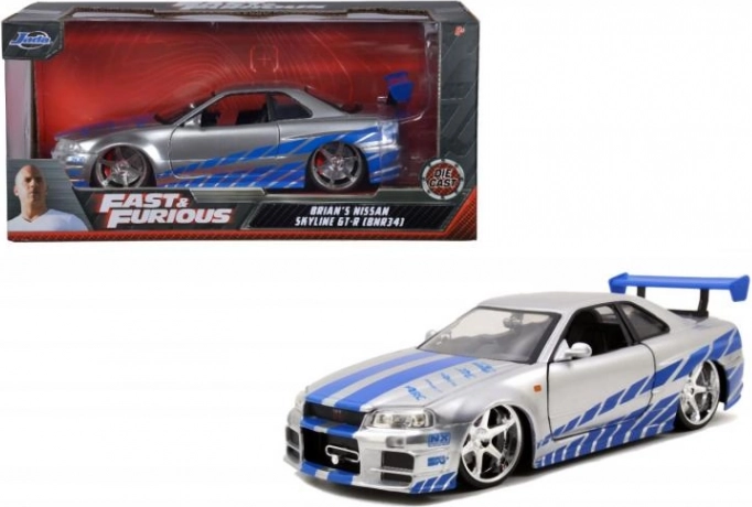 Kovinski model avtomobila 2002 Nissan Skyline GT‑R R34 1:24 Hitri in drzni